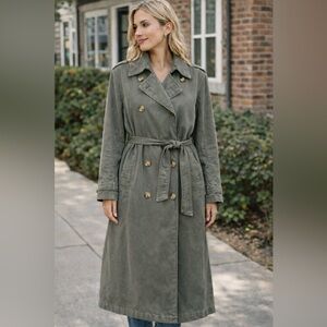 American Eagle Outfitters Olive Trench Coat